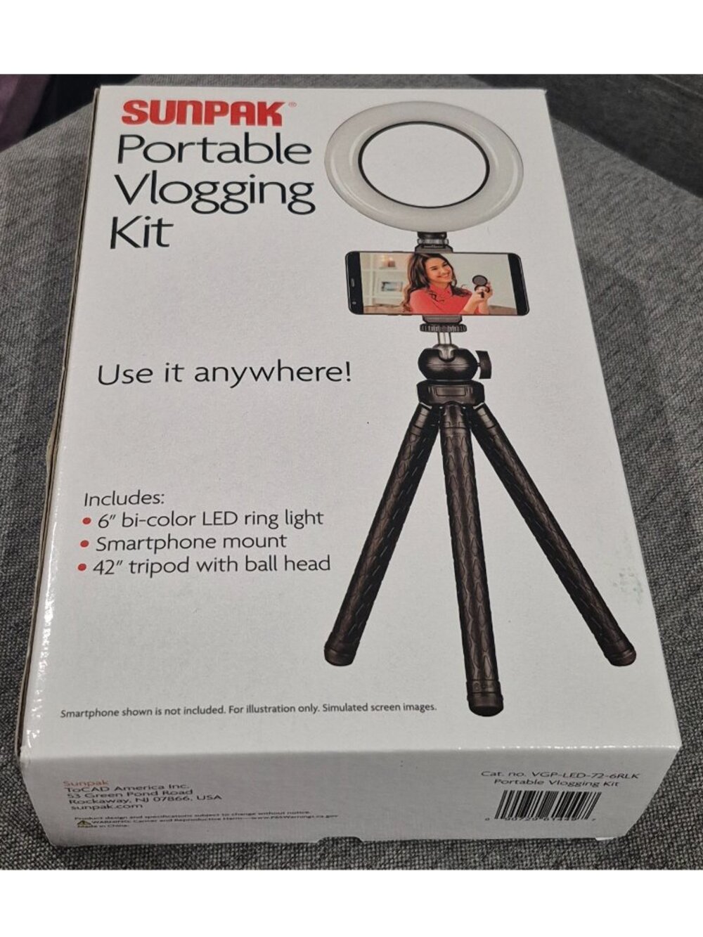 Sunpak Portable Vlogging Kit 6" Ring Light Stand & Smartphone Mount Bluetooth